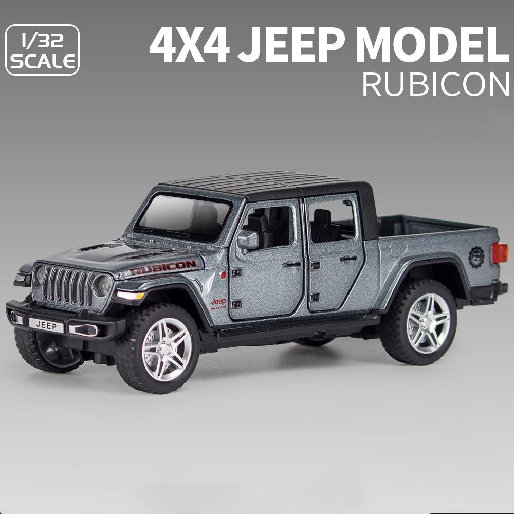 Schaal 1/32 Jeep Wrangler Gladiator pick-up truck, legering automodel gegoten metalen speelgoed terreinvoertuigen met geluid en licht collectie kindercadeau