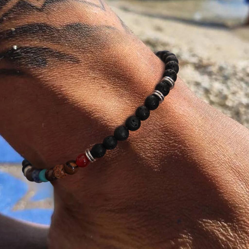 Nuova Cavigliera Elastica con Catena Nera Perline Gotica Per Uomo Donna Estate Spiaggia Vintage Piedi Nudi Link alla Caviglia Gioielli Accessori Nuovo