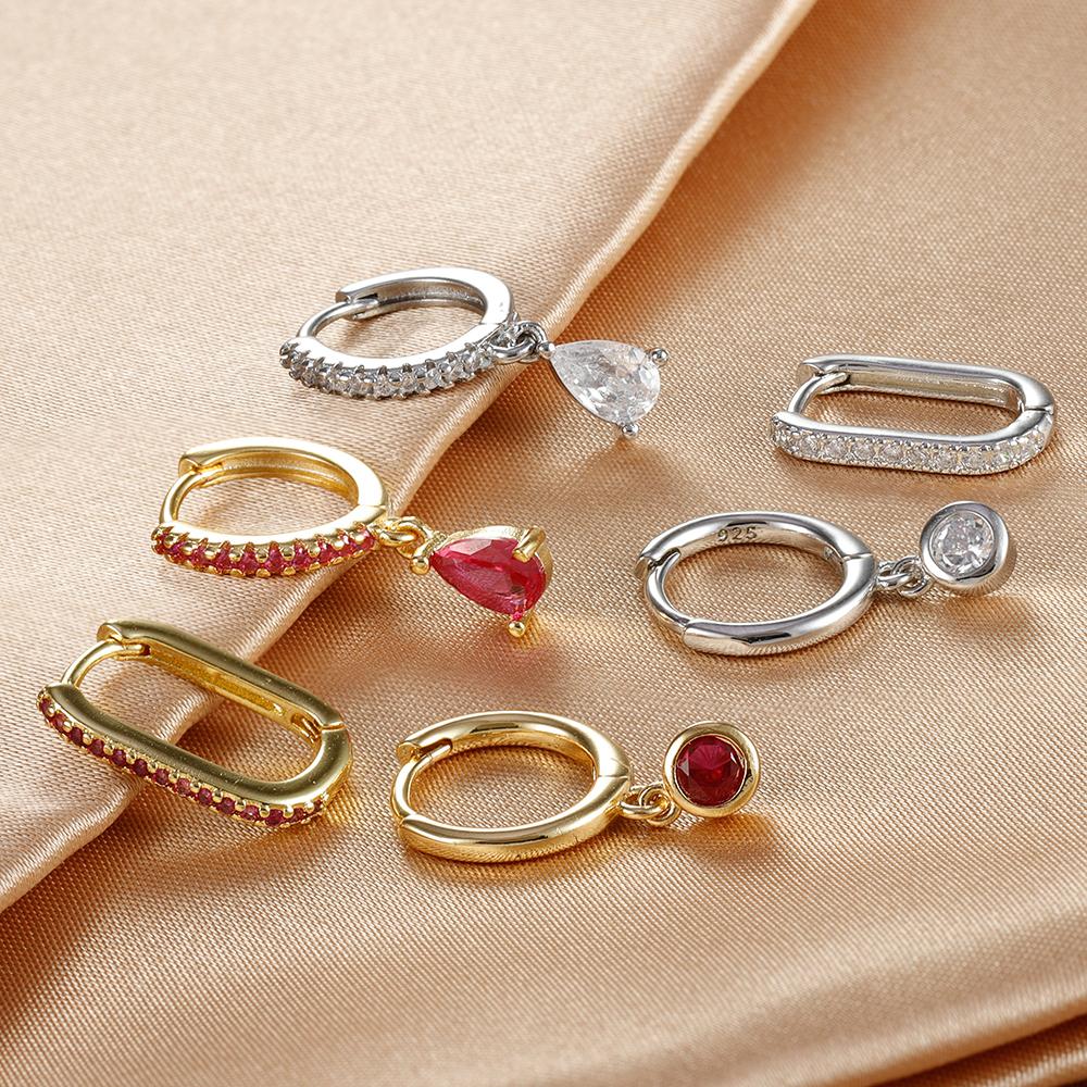 3PCS Fashion Stainless Steel Water Drop Zircon Dangle Earrings Set for Women Gold Plated U-shape Earring Piercing Jewelry