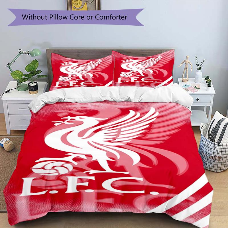Set copripiumino 3 pezzi (1*Copripiumino + 2*Federe, Senza Nucleo),Set Biancheria da Letto con Stampa Liverpool F.C, Decorazione Camera da Letto, Per Tutte le Stagioni, Regalo di Compleanno