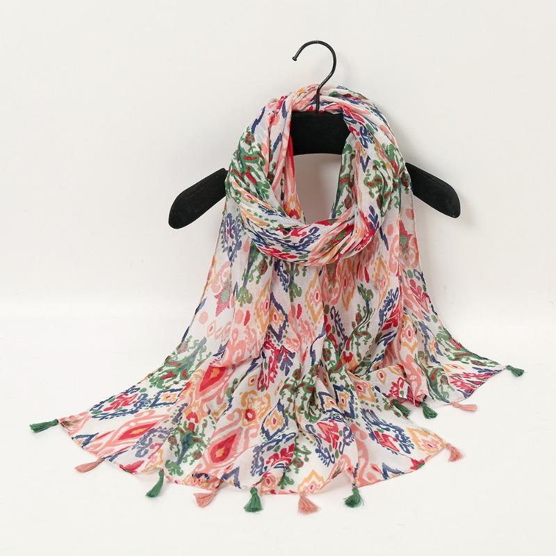 Autumn and winter small fresh rendering ink painting butterfly printing warm shawl, travel beach towel cotton and linen feel scarf