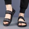WAERTA Fashion Comfortable Men's Sandals Solid Color Open Toe Mens Leather Sandals 2024 New Slippers Beach Male Leather Footwear