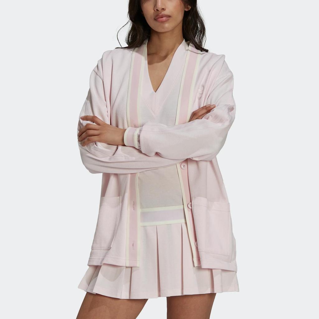 Adidas Originals Knitwear Women's Pearl Crystal Purple V Neck Moderate Cardigan (Unisex) Knitwear H56437