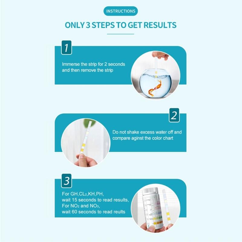 5 in 1 100PCS Aquarium Testing Strips for Swimming Pool Water Test Strips for Fish Tank Testing for Freshwater Saltwater