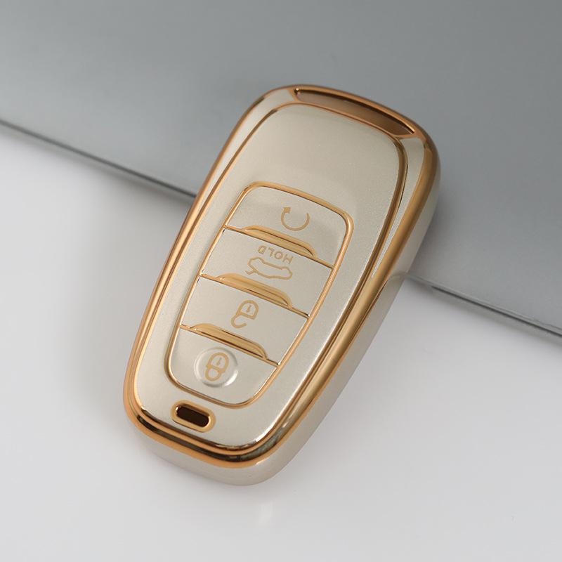 Champagne Gold TPU Car Key Cover for Hongqi H5/H9 Key Fob