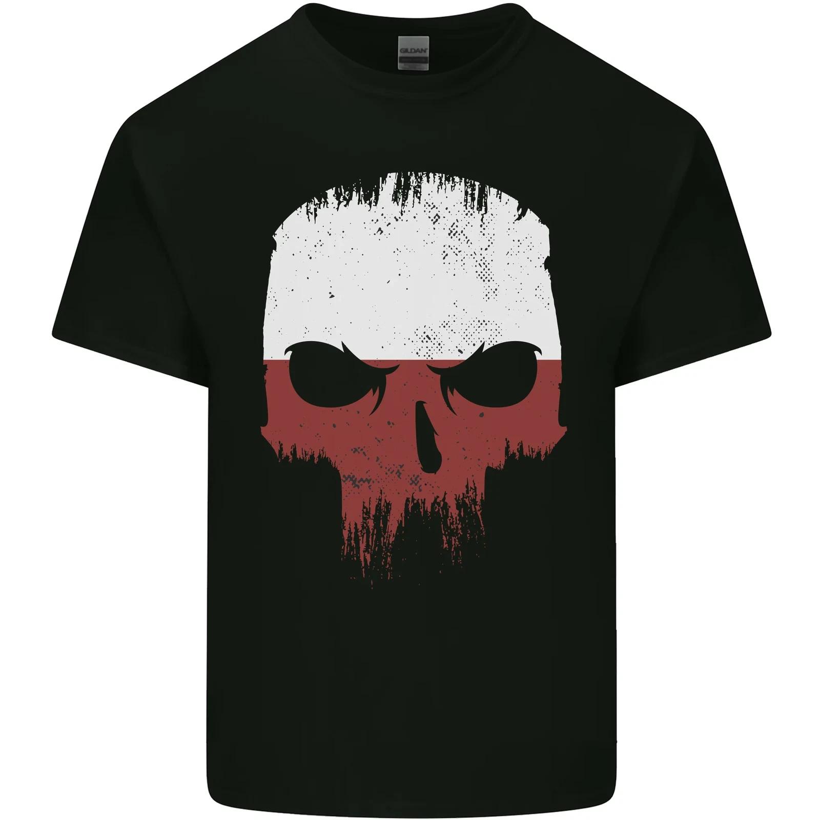 Polish Skull Poland Gym Flag Biker Kids T-Shirt Childrens 2XL