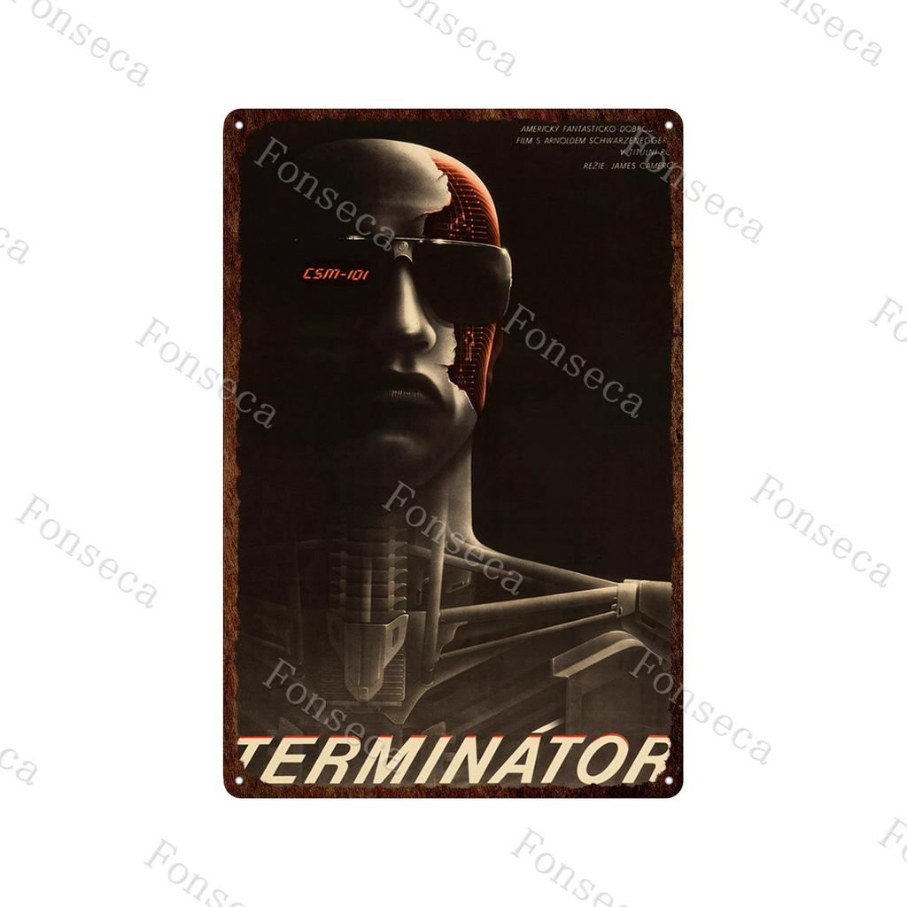 Terminator 2 Movie Metal Poster Tin Sign Classic Movies The Terminator Metal Plates Home Decoration Wall Art Iron Paining