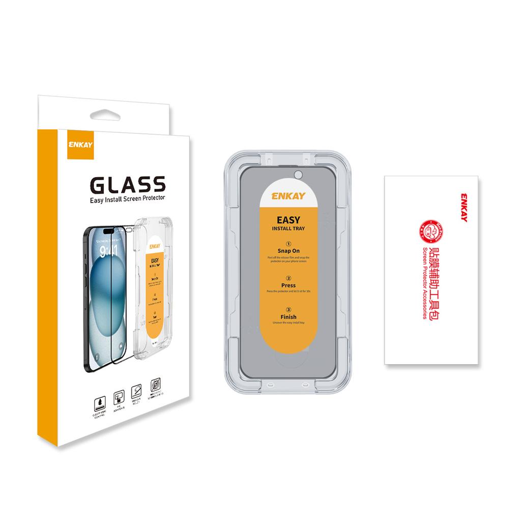 For iPhone 16 Pro Anti-Spy Film ENKAY HAT PRINCE Silk Printing Tempered Glass Screen Protector with Installation Tool