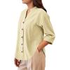 Lightweight Casual Blouse Loose Fit Button Down Shirt Long Sleeve Stand Collar Everyday Wear Relaxed Fit Women