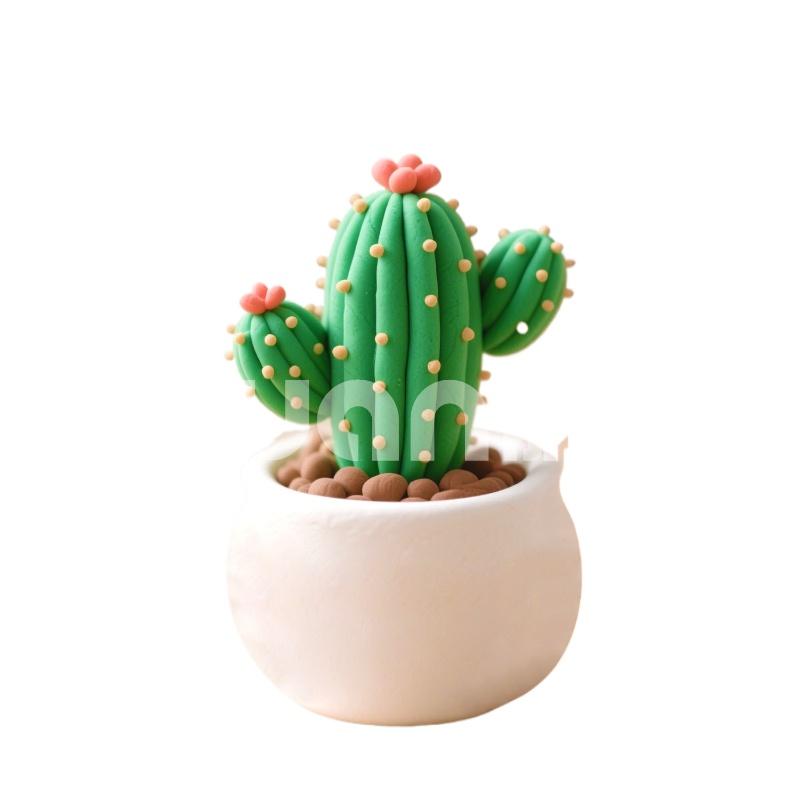 4-Color Ultra-Light Clay Succulent Pot DIY Handmade Modeling Clay Toy Set for Kids