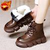 Waterproof Leather Chunky Lace-up Snow Boots for Women Goth Fleece-lined Winter Booties Comfortable and Elegant Chic Woman Shoes