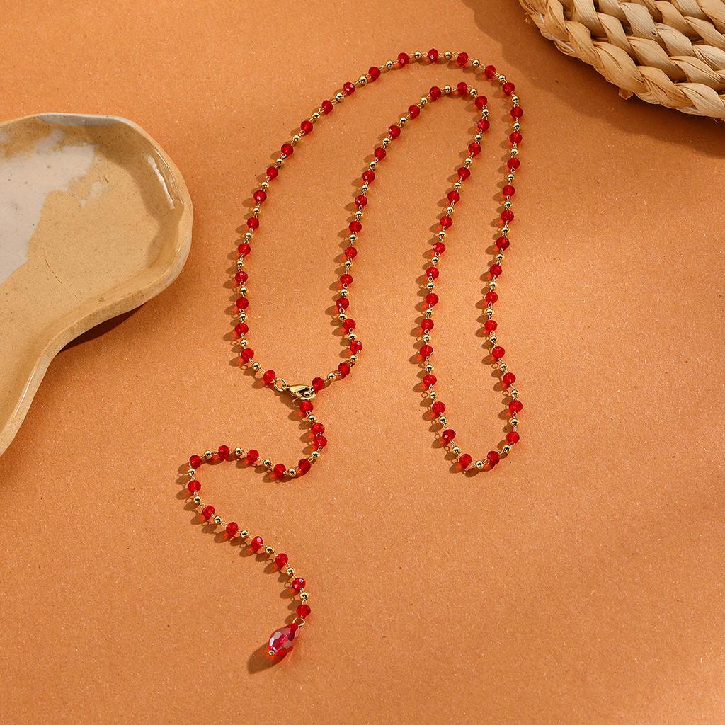 Necklace for Women Autumn and Winter Long Necklace Feminine Sense Handmade Crystal Chain Hanging Neck Tassel Y-chain Necklace Female Elegant Necklace