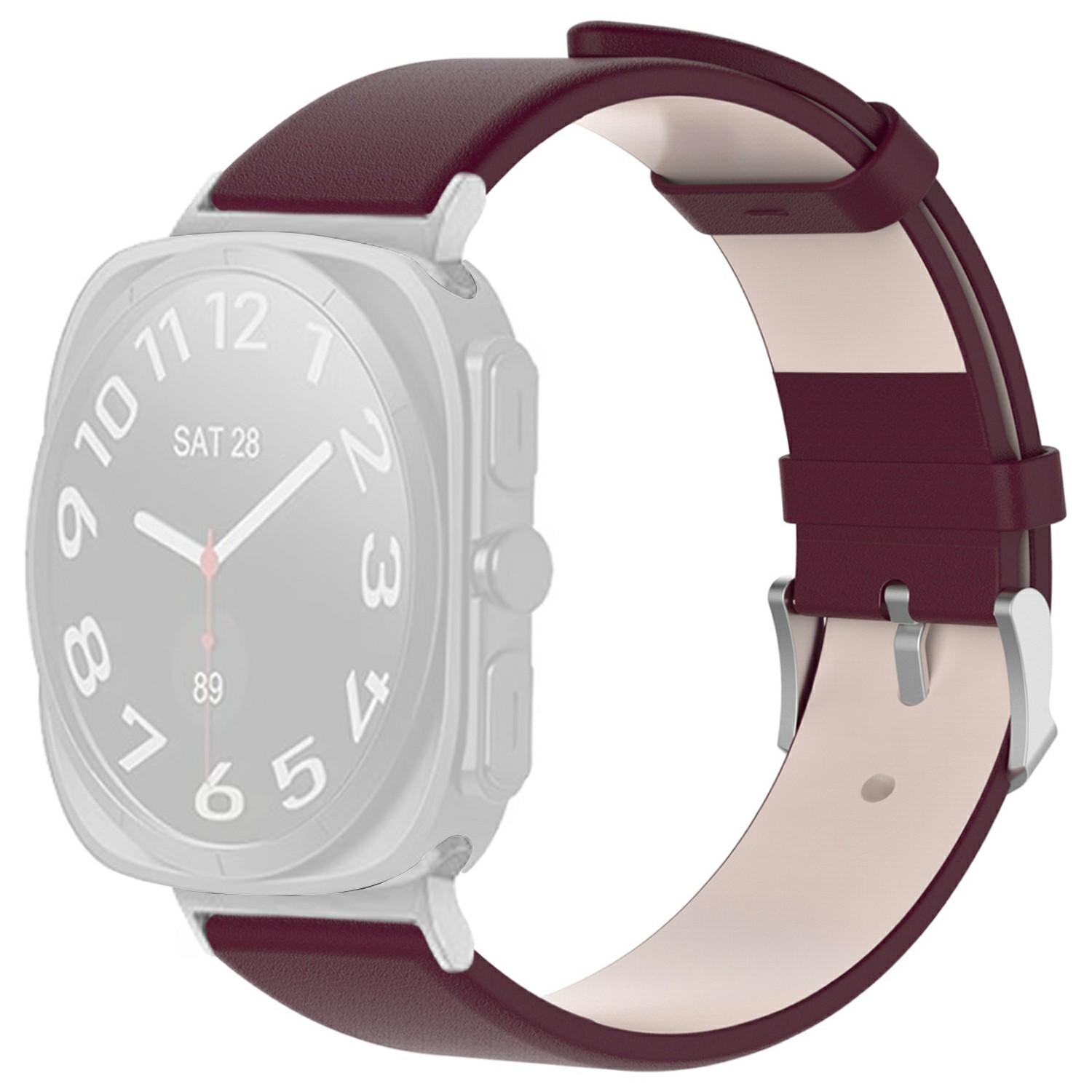 

Ремешок для часов Samsung Galaxy Watch Ultra 47 мм, регулируемый кожаный ремешок на запястье Wine Red