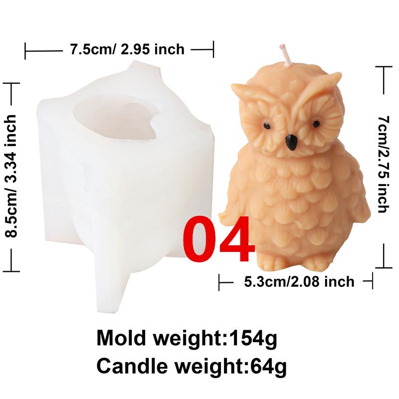 3D Cartoon Eule Silikon Kerzenform DIY Niedliches Tier Duftkerze Gips Tropfkleberform Papagei Lerche Handgefertigt Wohndekor