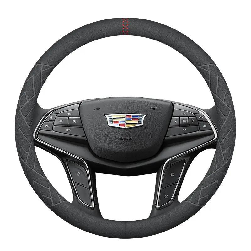 Suede Steering Wheel Cover for Cadillac XT5, XT6, CT4, CT5, XTS, GT4