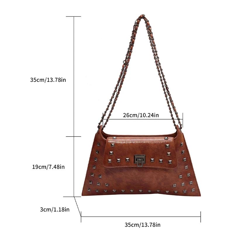 2024 New Punk Willow Nail Envelope Bag Underarm Bag Single Shoulder Crossbody Handbag Motorcycle Cool and Fashionable