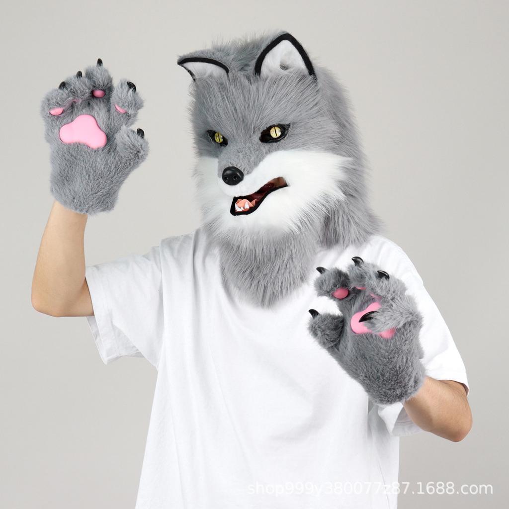 Stuffed animal canine fox mask headgear full head animal head animal head cosplay costume