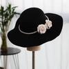 Bridal Victorian Hat Camellia Pearls Handmade Head Cover Dark Trim Vintage Fascinator Decoration For Engagement Party