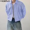 INCERUN Männer Frühling Herbst Gestreiften Langarm Shirts Casual Buttons Up Tops