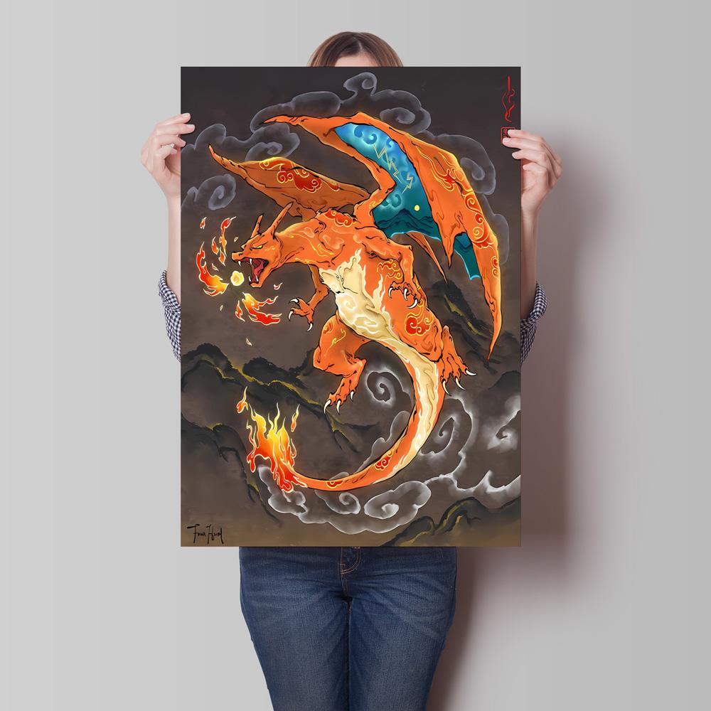 Lugia Ho-Oh Pokemon Unframed Canvas Painting Comic Themed Anime Wall Decor Unique Collection Enhance Your Living Space