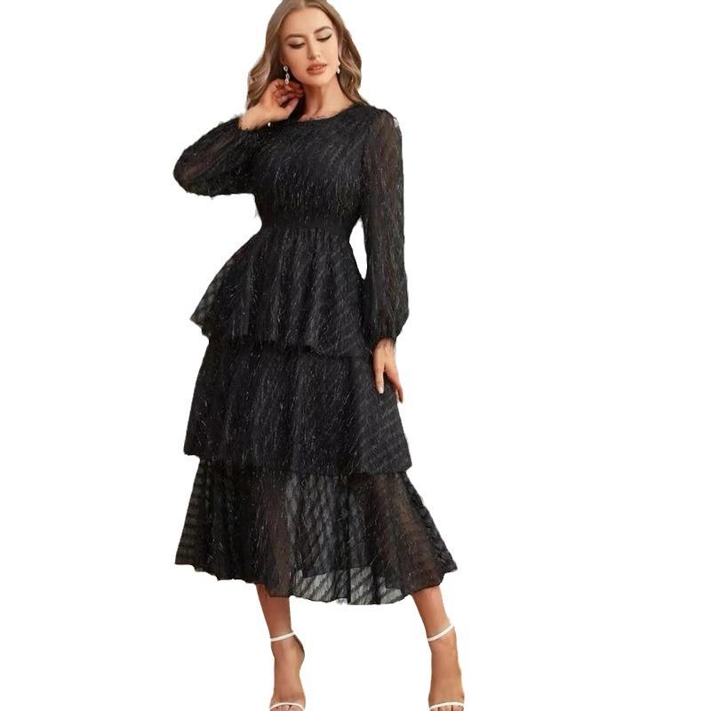 European And American Women'S Clothing French Temperament Early Spring Casual New Retro Lace Fairy Slim And Thin Dress