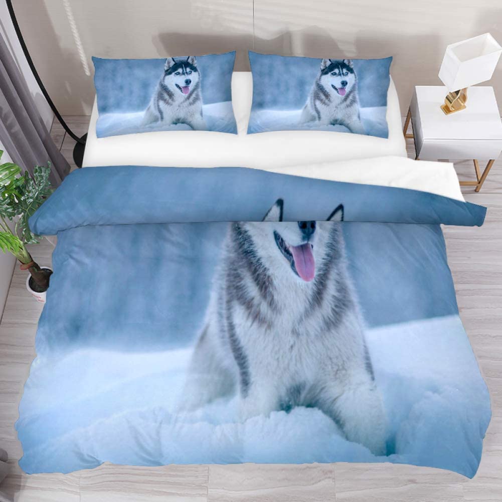 Comforter Husky Dog Bedding Set King Queen Size Funny Pet Puppy For Kids Boys Girls Cute Animal 2/3Pcs Polyester