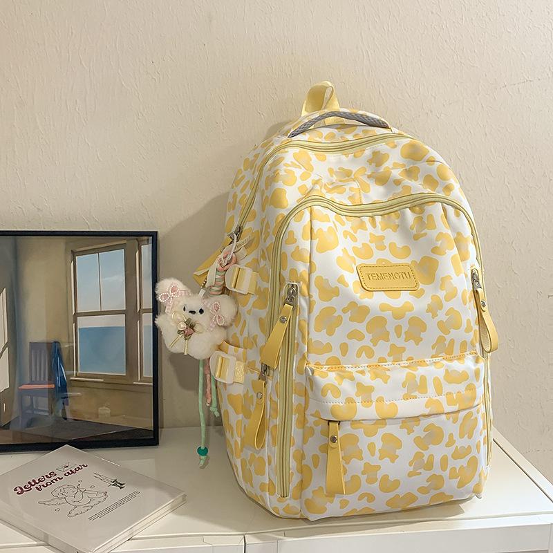 Niche Design Backpack Women's New Casual Cow Pattern Backpack Ins High School College Student Schoolbag Tide