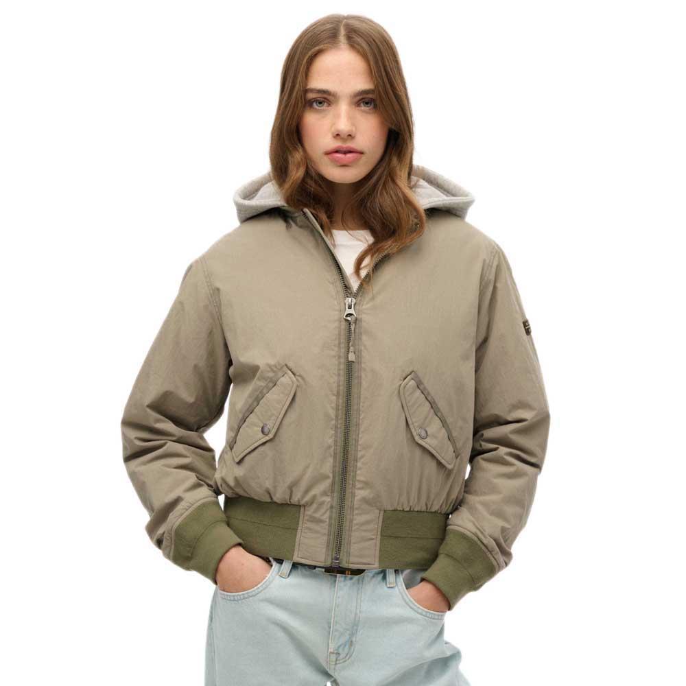 Superdry Hooded MA1 Bomber Jacket cotton nylon Green