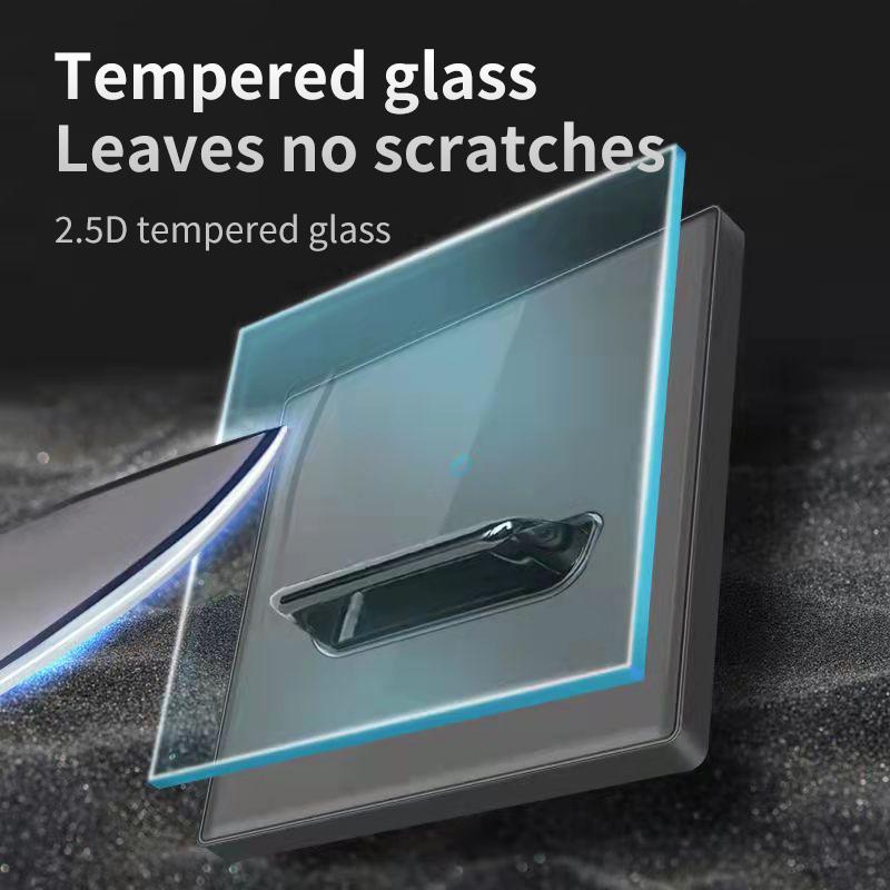 Graues gehärtetes Glas Wandschalterpanel LED Europäische 16A Steckdose Retro Kipplichtschalter EU UK Standard 2USB Steckdose 1-fach bis 4-fach