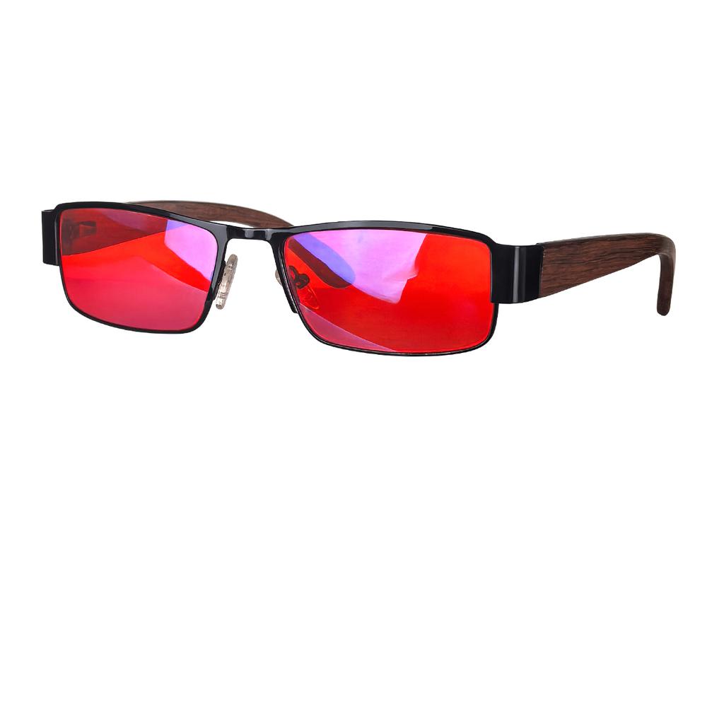 SHINU anti blue light lenses yellow driving glasses sleep glasses red lens orange gamging lens with wood leg frame