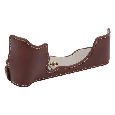 PU Leather Camera Half Case Grip Bag Protective Bottom Cover with Battery Compartment Opening for
