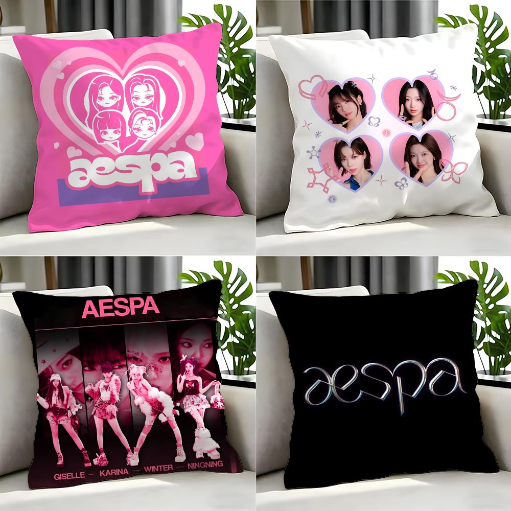 Kpop Style - Aespa Cushion Cover Cushion Cover Set 4Pcs 50X50 45X45 40X40 Pillowcase Decorative Sofa Home Decor