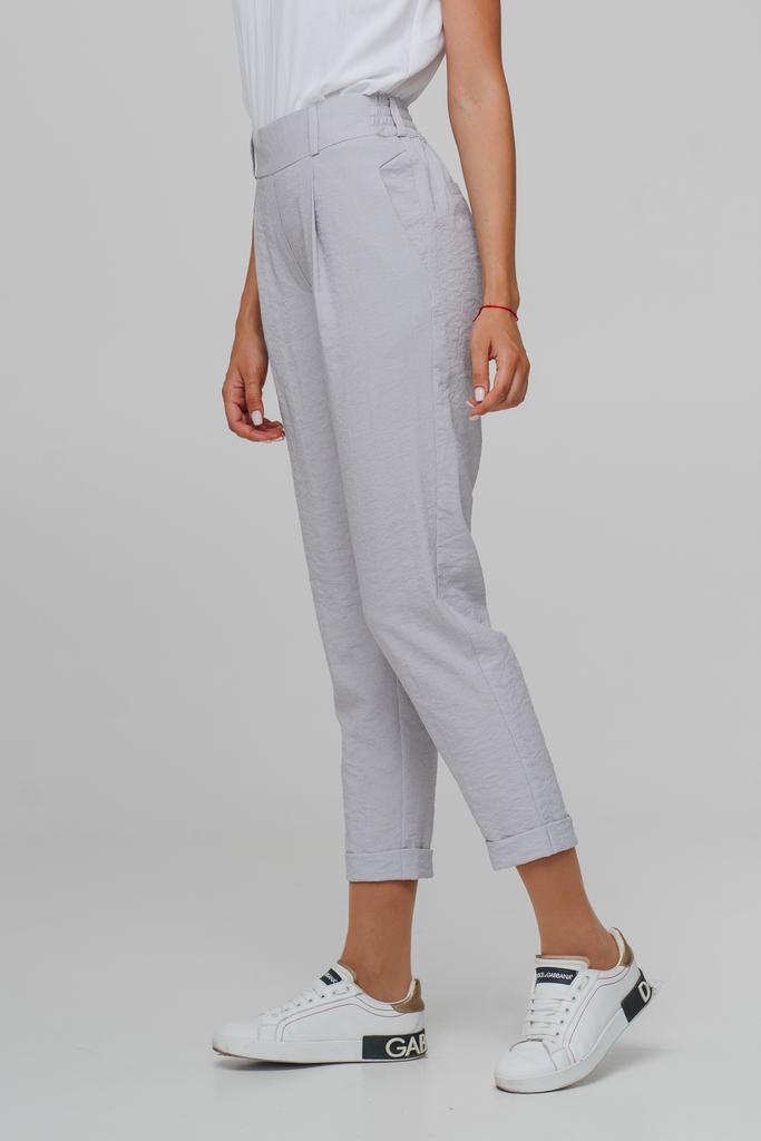 Lightweight Cropped Trousers with Elastic Band and Pintucks In Different Colors