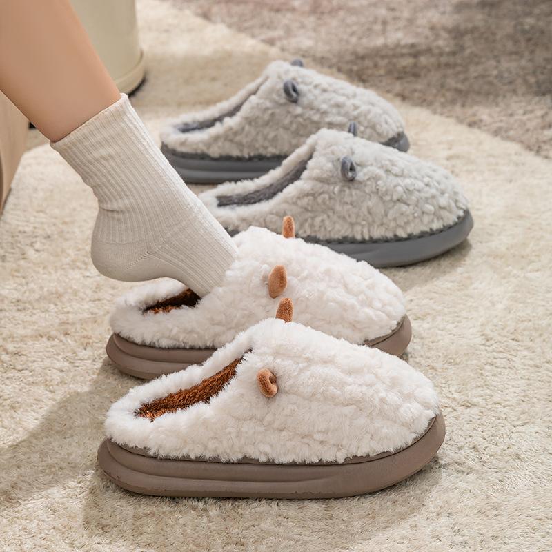 2025 new plush cotton slippers winter indoor home thickened warm couple household cotton slippers