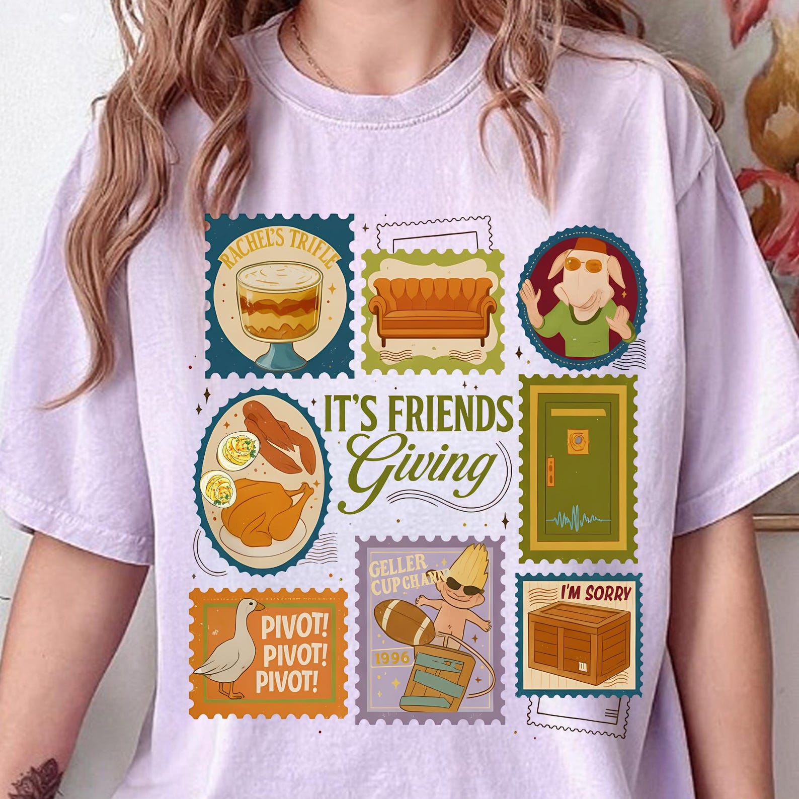 Geller Bowl 1996 Stamps Shirt, It s Friend Giving Tee, Thanksgiving Shirt, Turkey Christmas Shirt, Tv Show Quotes, Geller Bowl Friendsgiving XL