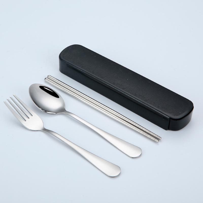 Portable Stainless Steel Cutlery Set: Spoons, Chopsticks, Knife, Fork - Three-Piece Set