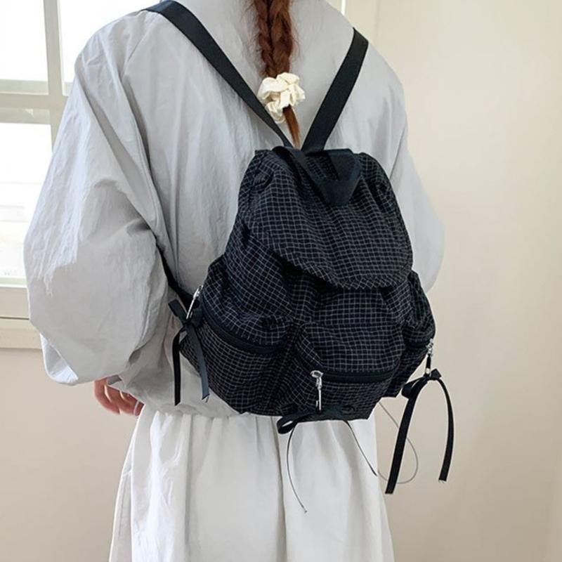 Plaids Backpacks Japanese Styles Casual Daypacks Student School Backpacks Retro Backpacks Travel Bag for Daily