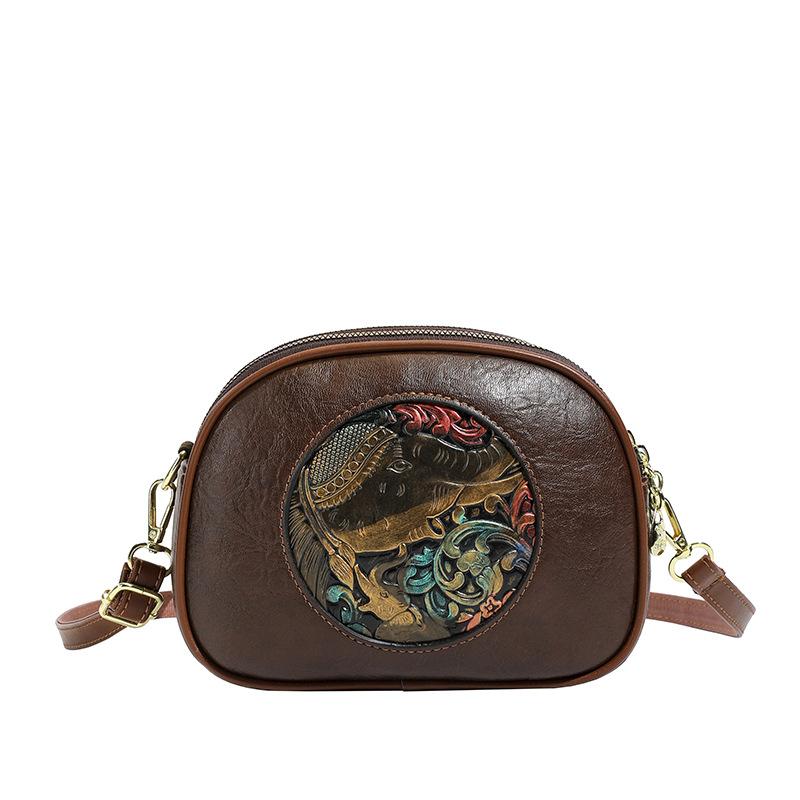 Women's Bag - Retro and Simple Chinese Style Bag - Shoulder Bag with Trendy and Fashionable Small Round Shape