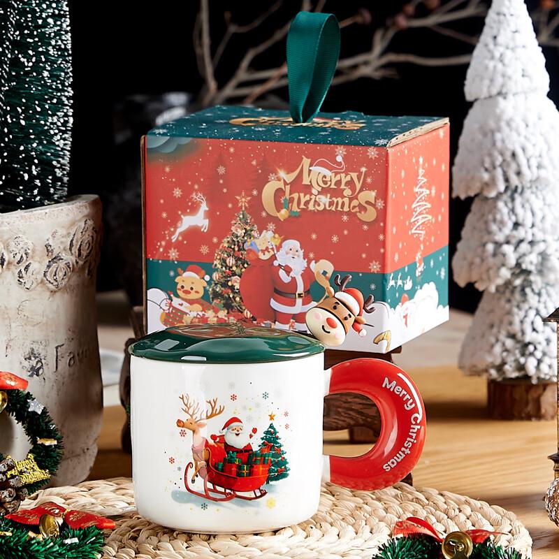 WJ Christmas Ceramic Mug with Lid and Spoon