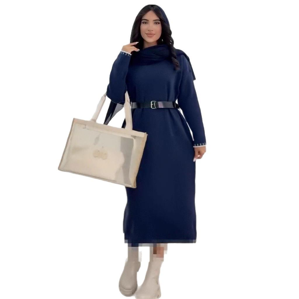 Autumn 2025 Women's European & American Fashion: Warm, Versatile Round Neck Knitted Wool Dress