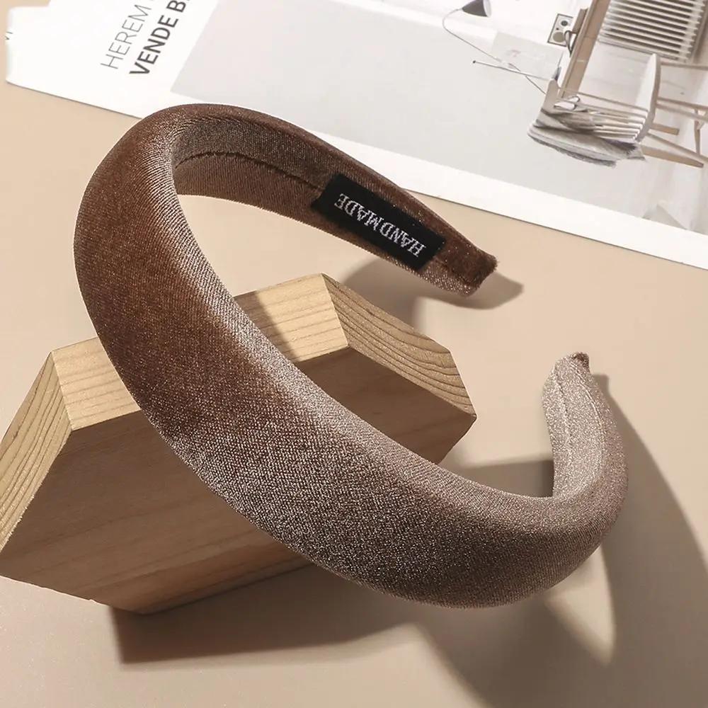 Women's Velvet Headband Padded Hairband Wide Sponge Hair Hoop Band Accessories