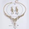 3PC Women's Fashion Geometric Water Drop Necklace Earrings Zircon Set Suitable for Wedding, Party, Festival Gifts-8023