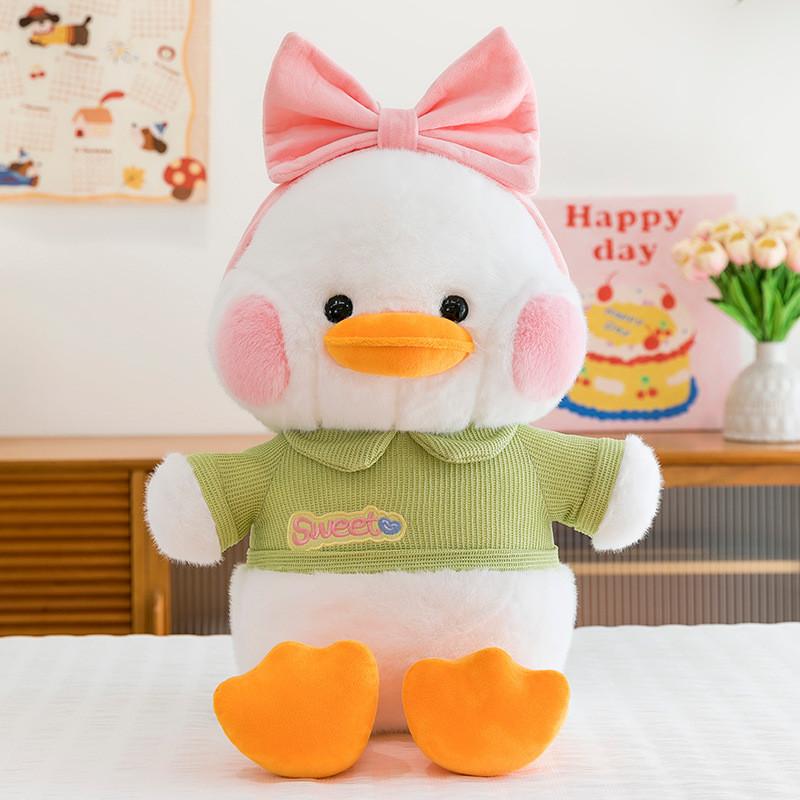 

Plush Duck Toy With Bowknot For Kids And Girls Gift In Super Soft Short Plush 40cm зелёный