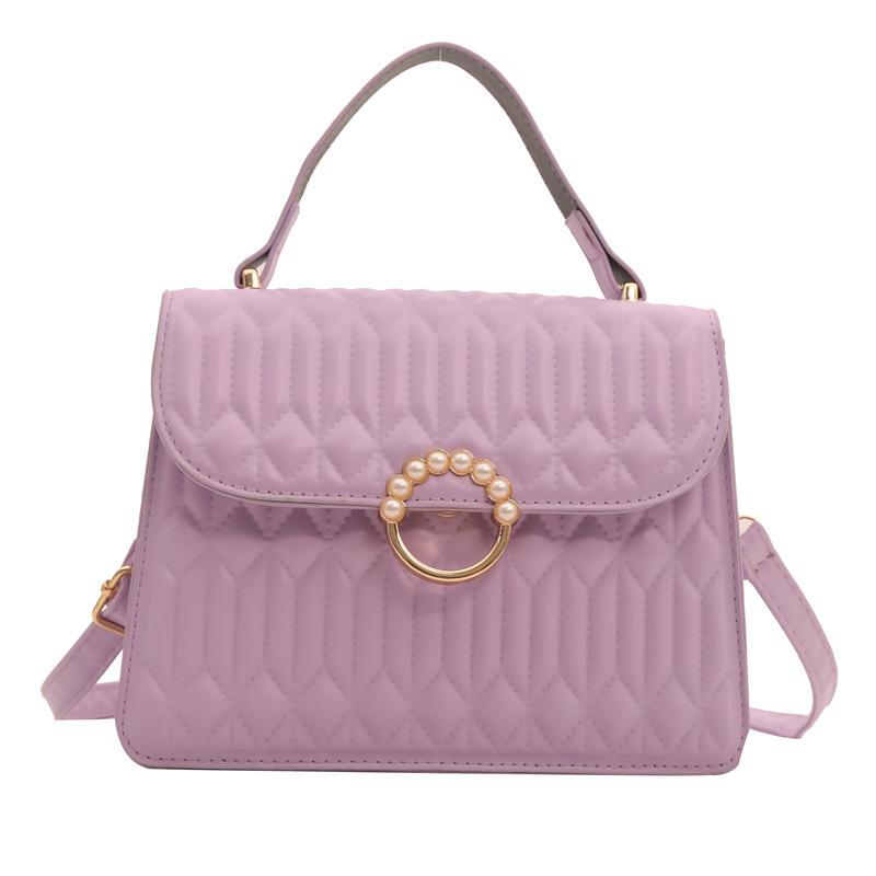 

Вишита ниткою іноземна плісирована сумочка 2024, нова мода, корейська версія, повсякденна, популярна, маленька квадратна сумка через плече фіолетовий