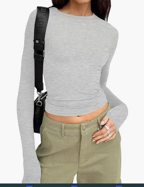 Autumn Long-Sleeve Slimming Pullover: Women's Round Neck Top