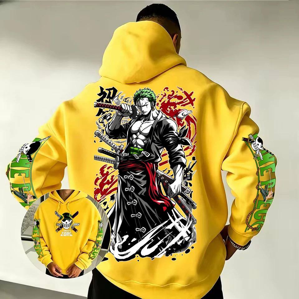 Roronoa Zoro Anime Grafická oboustranná mikina s potiskem rukávů Pánská
