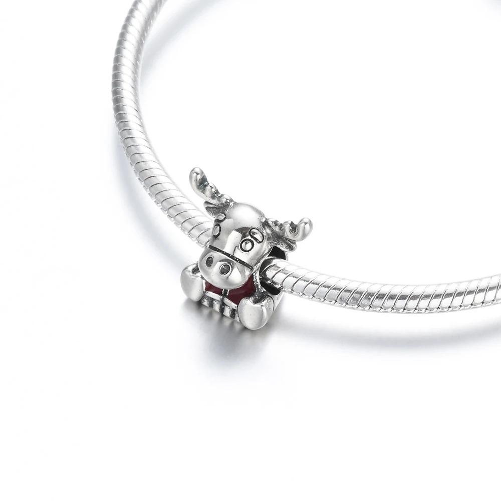 925 Silber Weihnachtsglocke Schneemann Anhänger Perle für Charms Armband Schmuck Zubehör Geschenk