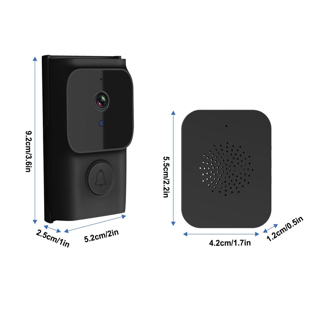 WiFi Smart Doorbell Ring Door Camera with 2 Dingdong Chime TY App Control Infrared Night Viewing Rechargeable Video