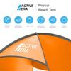 Active era tente de plage pop up déployable, protection solaire uv upf 50+, 2-3 personnes, avec sac de transport et piquets - orange