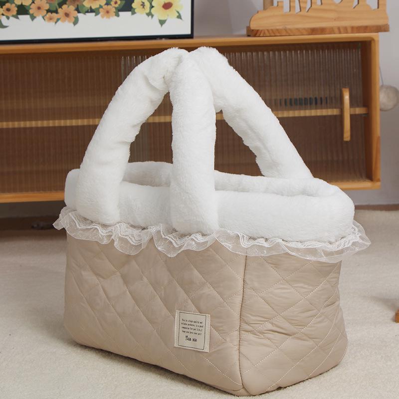 

Зимняя бархатная сумка-переноска для питомца кошки в корейском стиле - Уютная дорожная сумка 42*22*28 cm